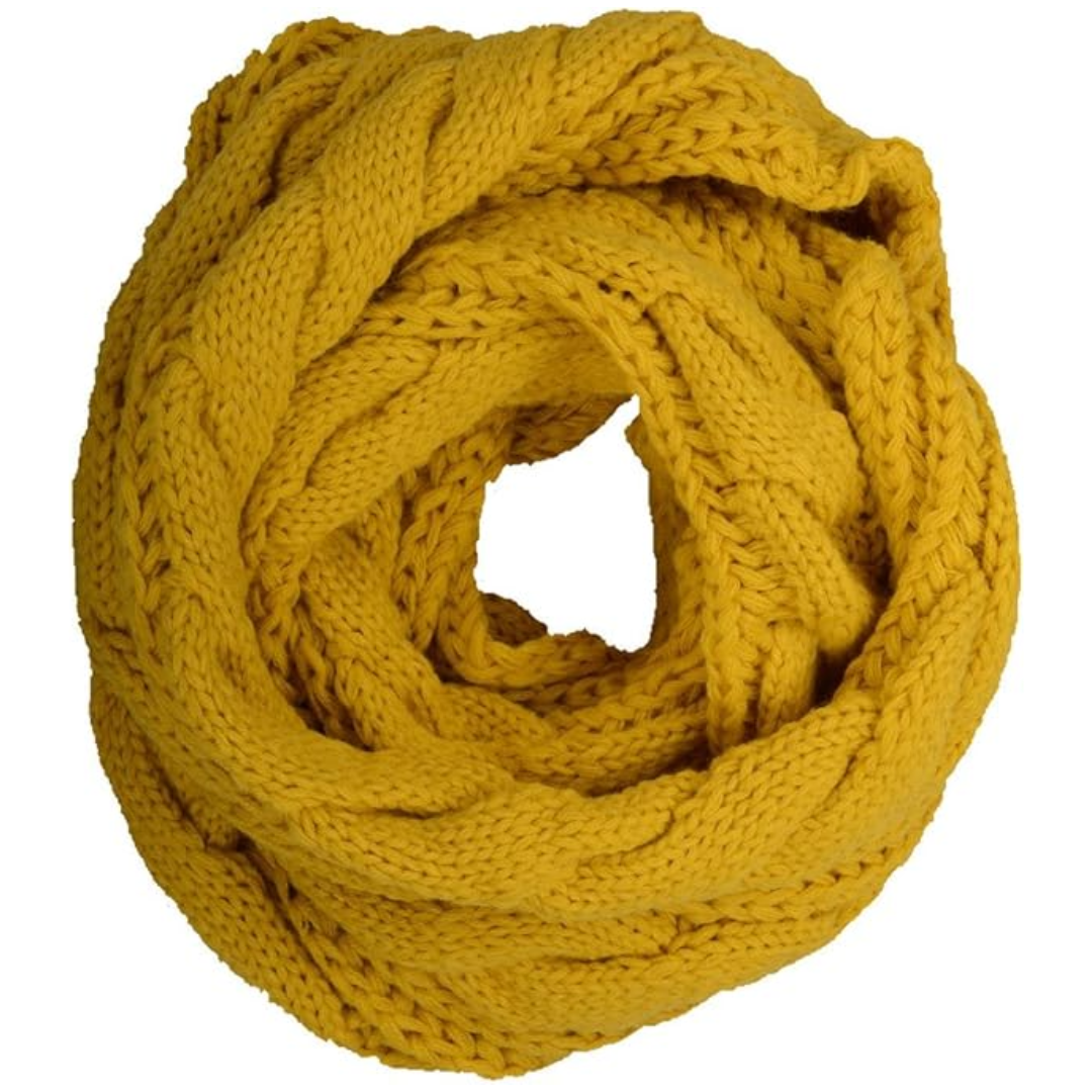 Warm Ribbed Knitted Winter Scarf - Davina-Mustard-Nora Luxe