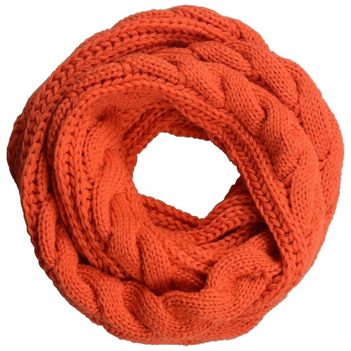 Warm Ribbed Knitted Winter Scarf - Davina-Orange-Nora Luxe