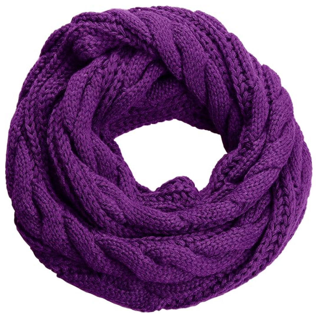 Warm Ribbed Knitted Winter Scarf - Davina-Purple-Nora Luxe