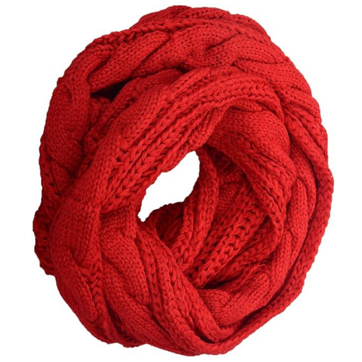 Warm Ribbed Knitted Winter Scarf - Davina-Red-Nora Luxe