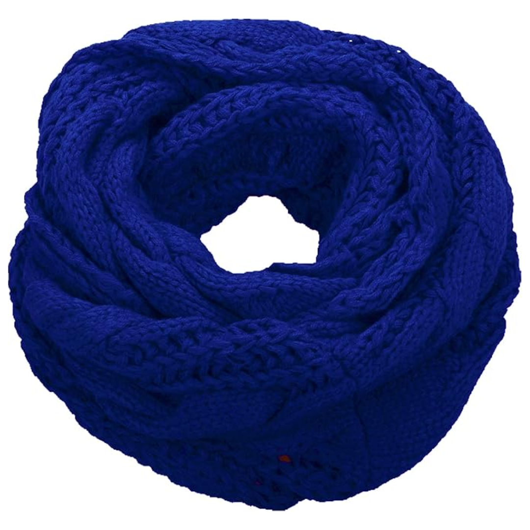 Warm Ribbed Knitted Winter Scarf - Davina-Royal Blue-Nora Luxe