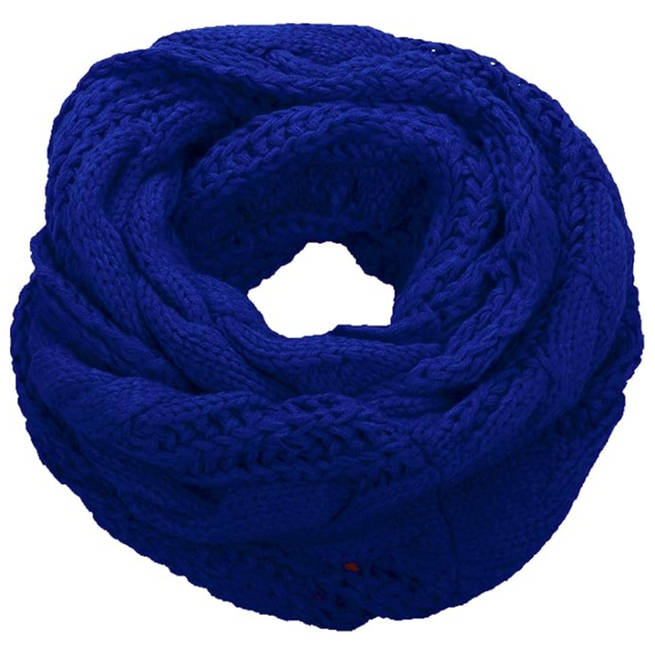 Warm Ribbed Knitted Winter Scarf - Davina-Royal Blue-Nora Luxe