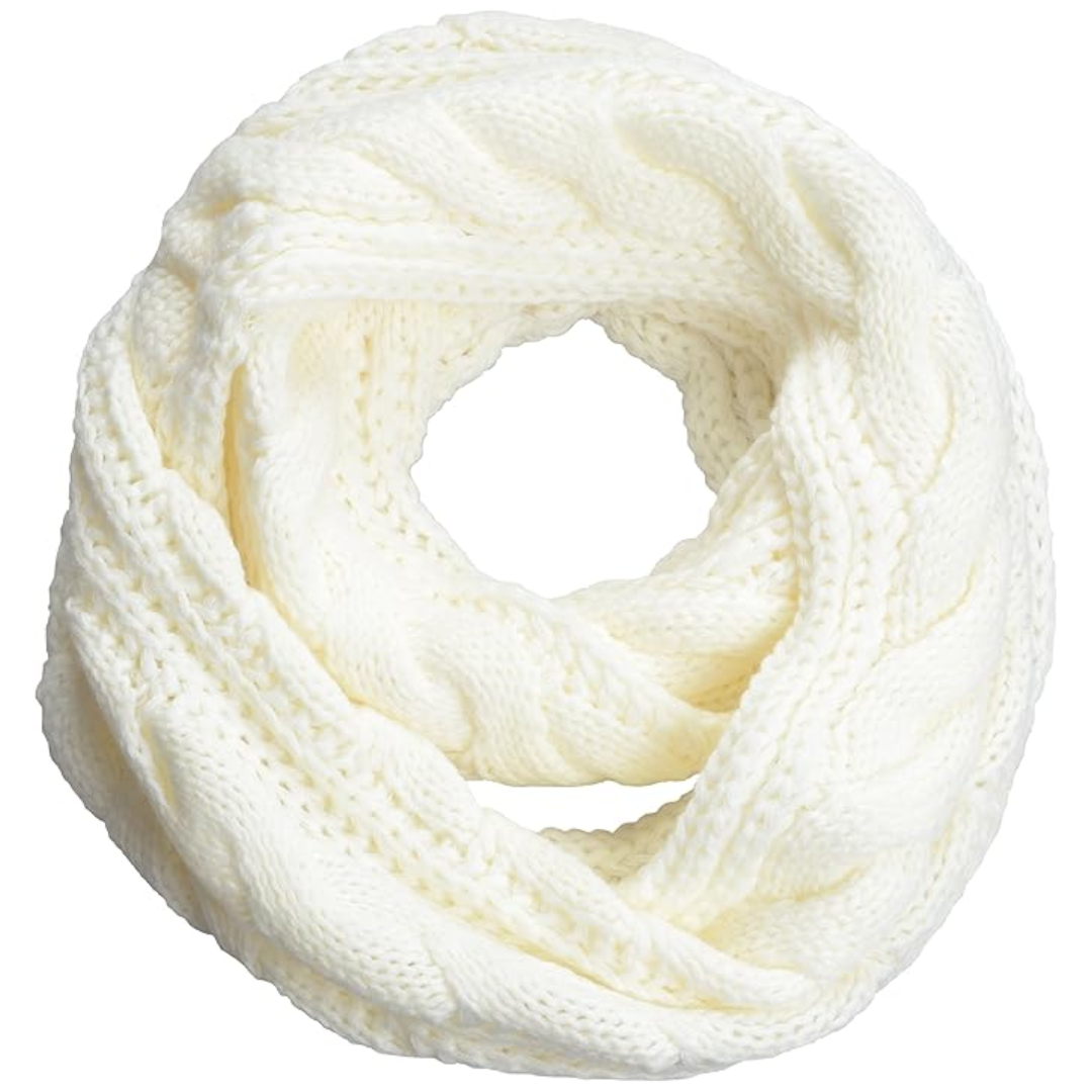 Warm Ribbed Knitted Winter Scarf - Davina-White-Nora Luxe