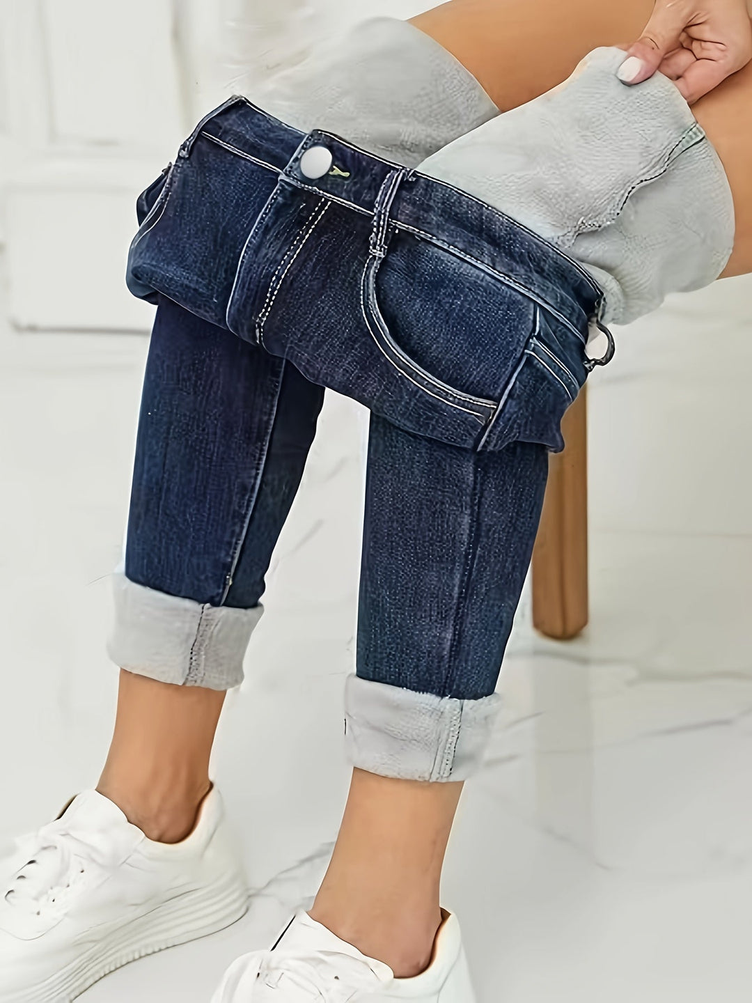 Warm Skinny Jeans with Lining - Selvia-S-Nora Luxe