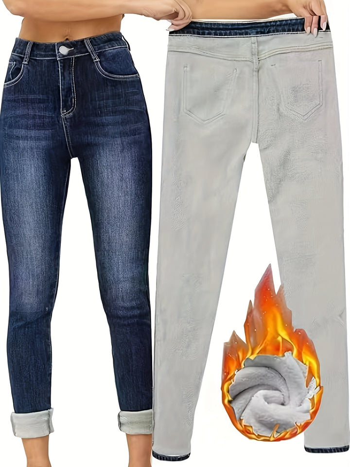 Warm Skinny Jeans with Lining - Selvia-S-Nora Luxe
