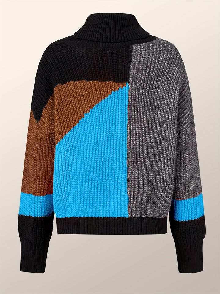 Warm Sweater with Collar - Lorena-Blue-S-Nora Luxe