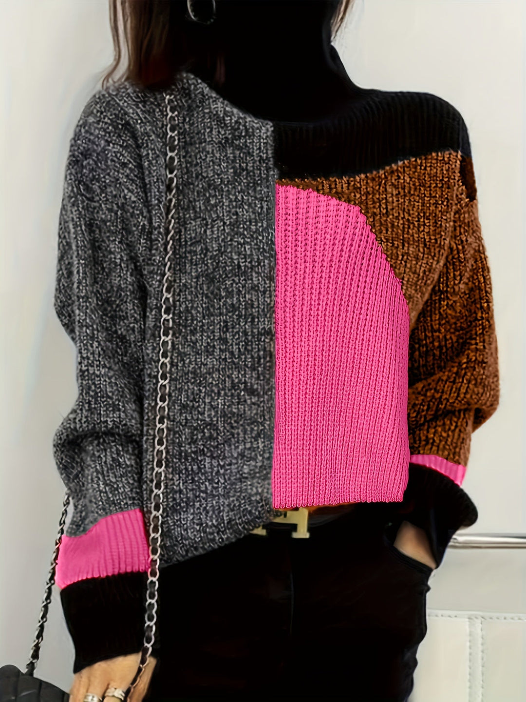 Warm Sweater with Collar - Lorena-Orange-S-Nora Luxe