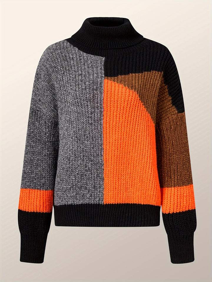 Warm Sweater with Collar - Lorena-Orange-S-Nora Luxe