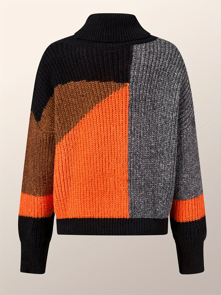 Warm Sweater with Collar - Lorena-Orange-S-Nora Luxe