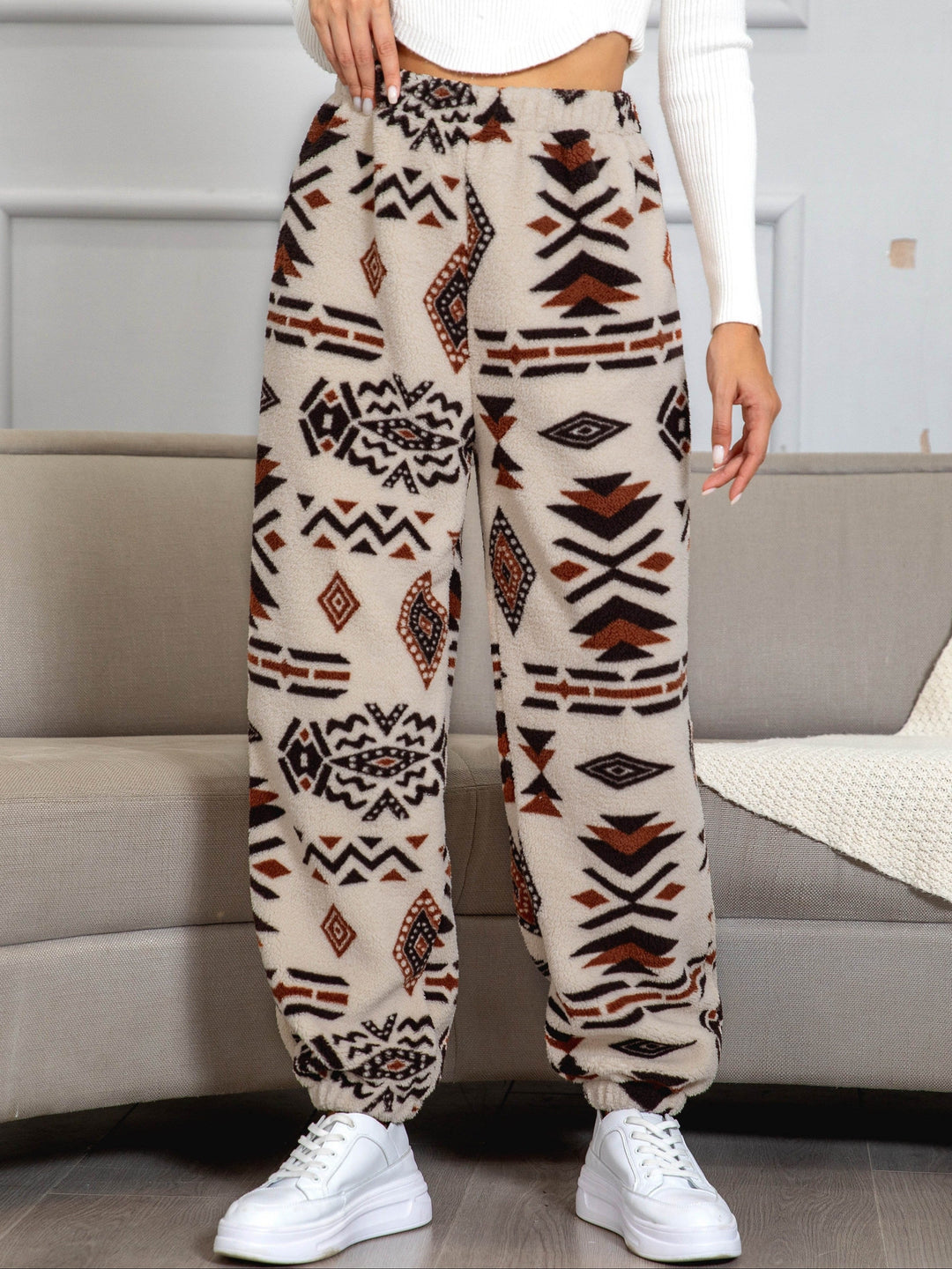 Warm Sweatpants with Aztec Print - Amira-S-Nora Luxe