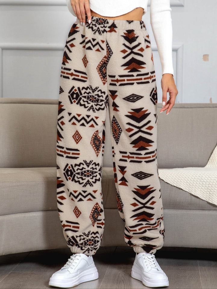Warm Sweatpants with Aztec Print - Amira-S-Nora Luxe