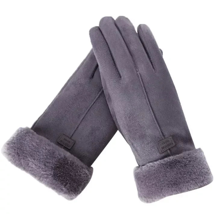 Warm Sweden Ladies' Gloves - VelvTouch-Gray-1-Nora Luxe