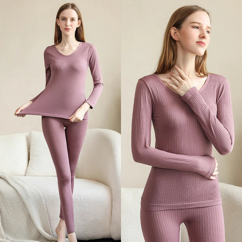 WARM THERMO UNDERGOING SET - SHAPING THERMAL CLOTHING FOR WOMEN-1 Set Purple-Nora Luxe