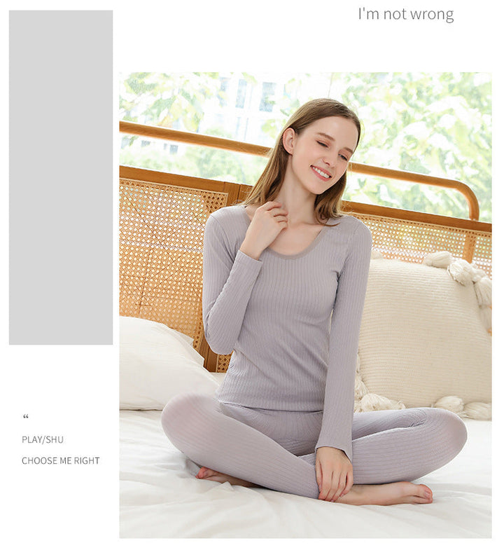 WARM THERMO UNDERGOING SET - SHAPING THERMAL CLOTHING FOR WOMEN-1 Set Silver-Nora Luxe