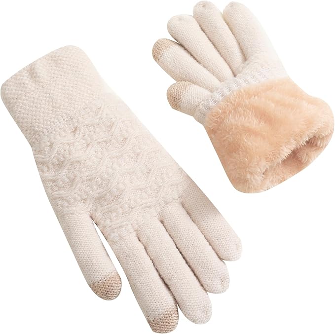 Warm Touchscreen Gloves – PolarTouch-Beige-Nora Luxe