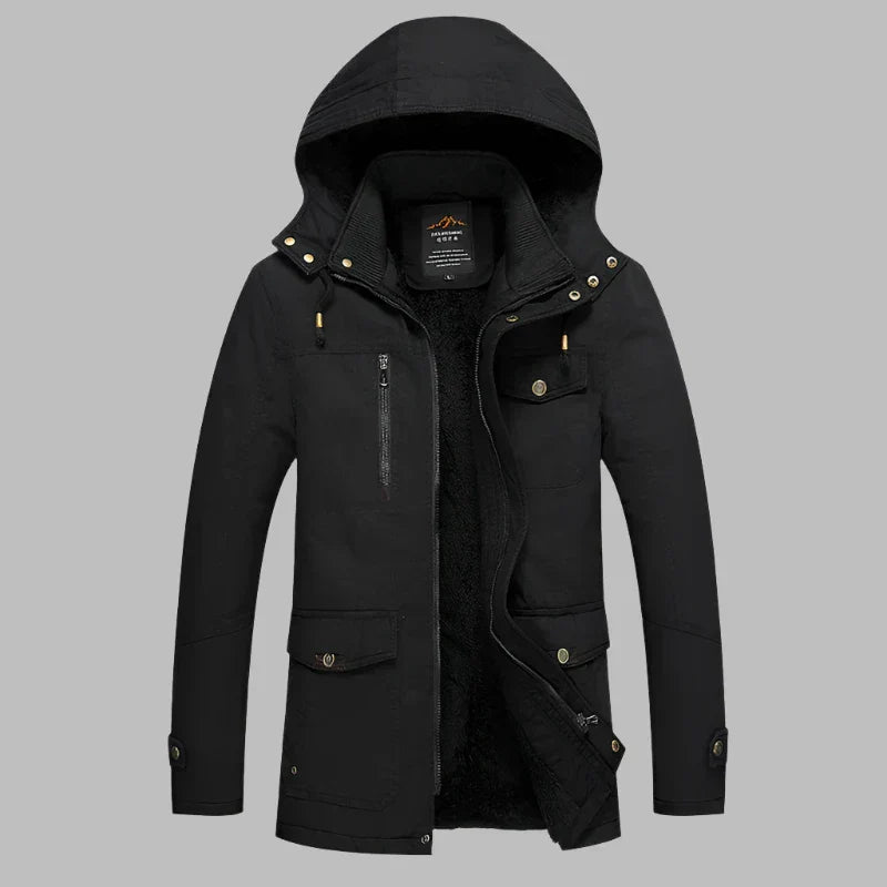 Warm Waterproof Men's Winter Jacket - ArcticShield-Black-L-Nora Luxe