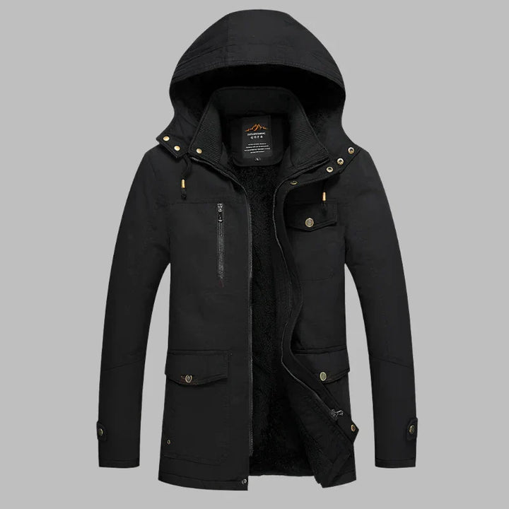 Warm Waterproof Men's Winter Jacket - ArcticShield-Black-L-Nora Luxe