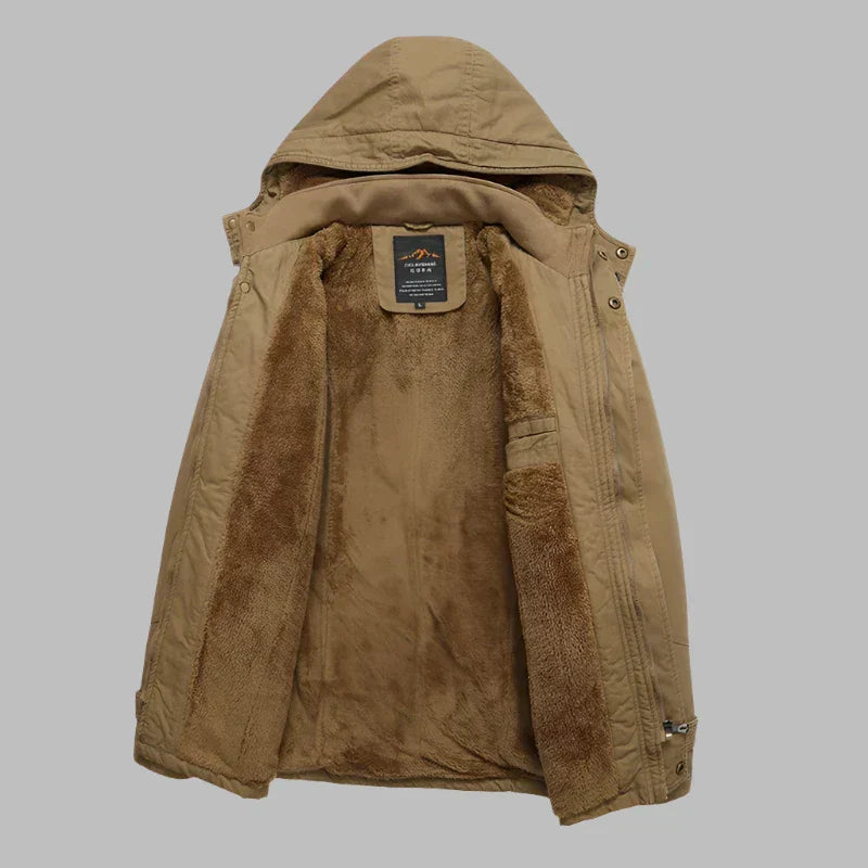 Warm Waterproof Men's Winter Jacket - ArcticShield-Khaki-L-Nora Luxe