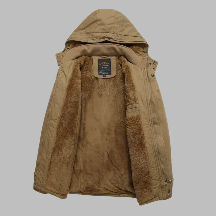 Warm Waterproof Men's Winter Jacket - ArcticShield-Khaki-L-Nora Luxe
