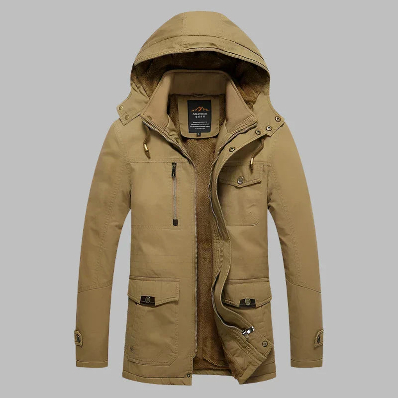 Warm Waterproof Men's Winter Jacket - ArcticShield-Khaki-L-Nora Luxe