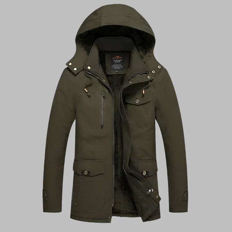 Warm Waterproof Men's Winter Jacket - ArcticShield-Olive Green-L-Nora Luxe