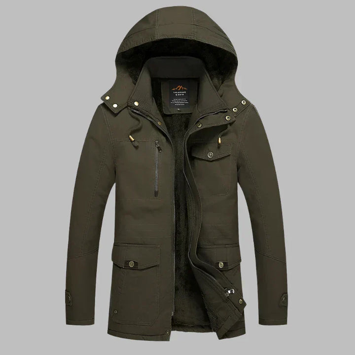 Warm Waterproof Men's Winter Jacket - ArcticShield-Olive Green-L-Nora Luxe