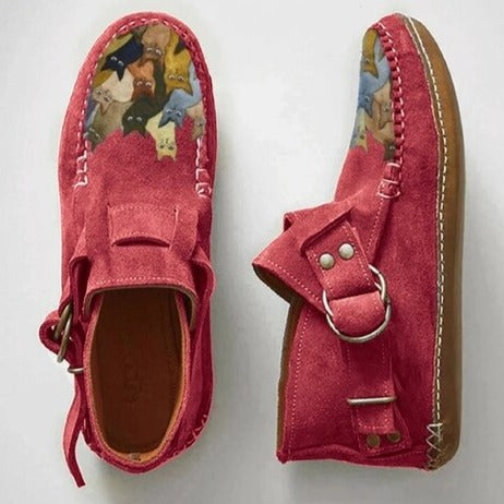 Warm Winter Ankle Boots for Women - Arlette-Red-4.0-Nora Luxe
