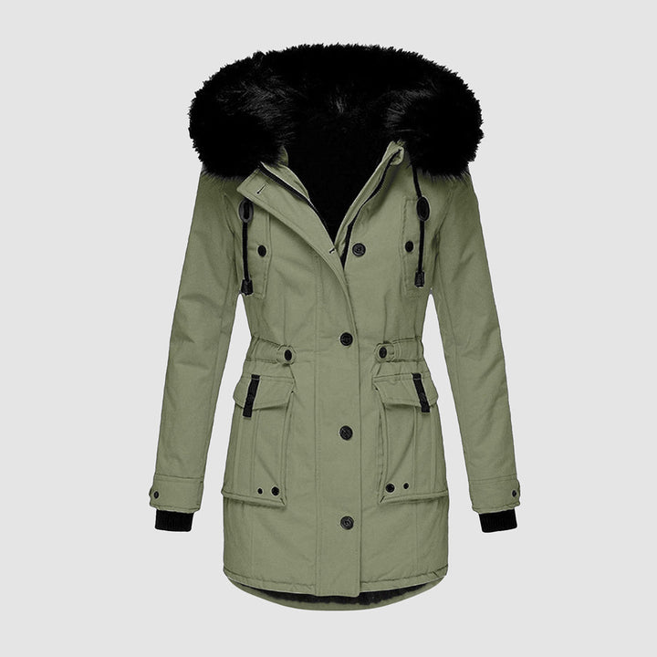 Warm Winter Coat with Fleece Lining - Tove-Green-S-Nora Luxe