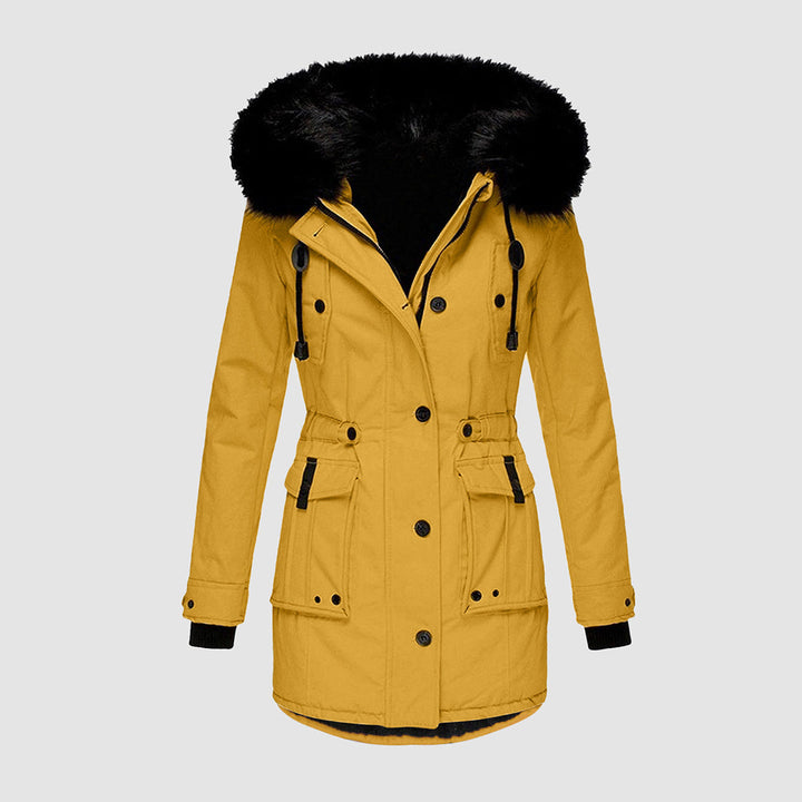 Warm Winter Coat with Fleece Lining - Tove-Yellow-S-Nora Luxe