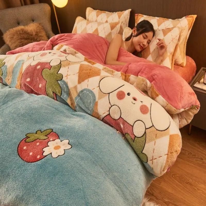 Warm Winter Flannel Duvet Cover - FluffNest-Gray-59.06 × 78.74 in-Nora Luxe
