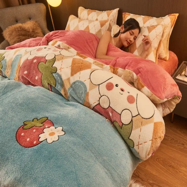 Warm Winter Flannel Duvet Cover - FluffNest-Gray-59.06 × 78.74 in-Nora Luxe