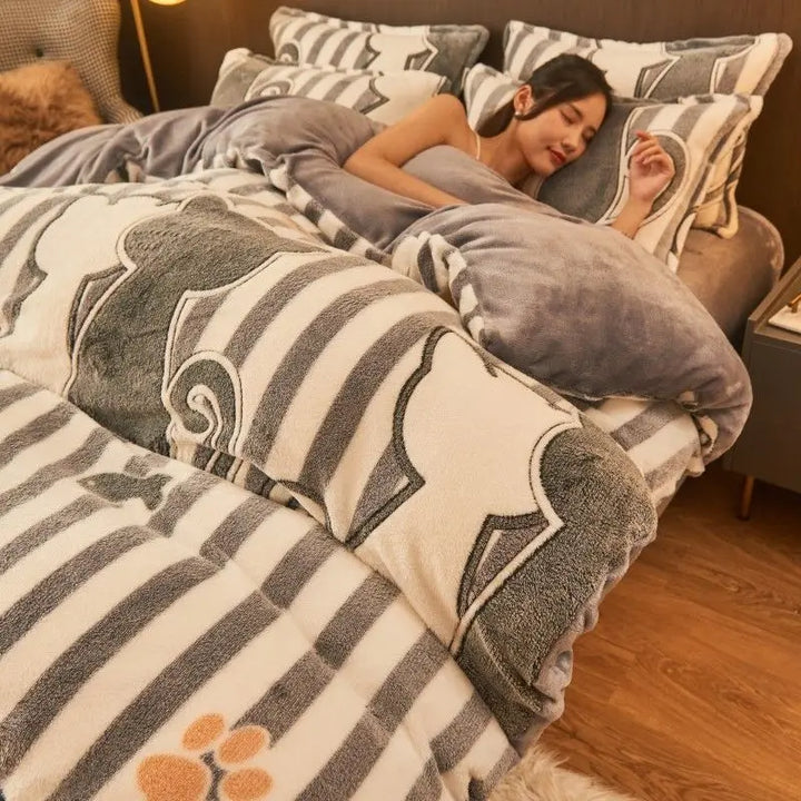 Warm Winter Flannel Duvet Cover - FluffNest-Gray-59.06 × 78.74 in-Nora Luxe