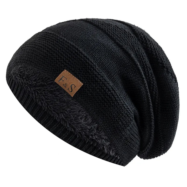 Warm Winter Hat with Fleece Lining - Luna-Black-22.05 in - 22.83 in-Nora Luxe