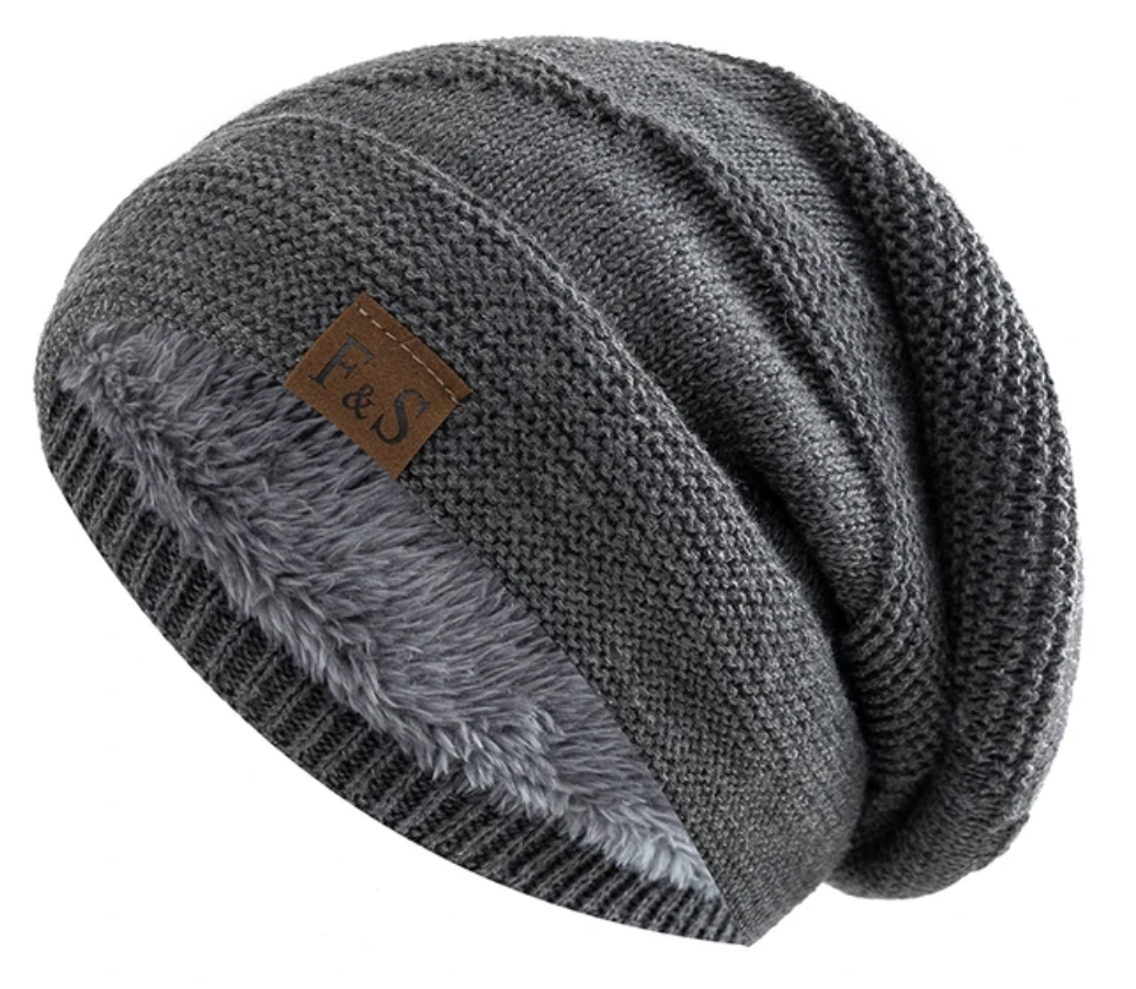 Warm Winter Hat with Fleece Lining - Luna-Gray-22.05 in - 22.83 in-Nora Luxe