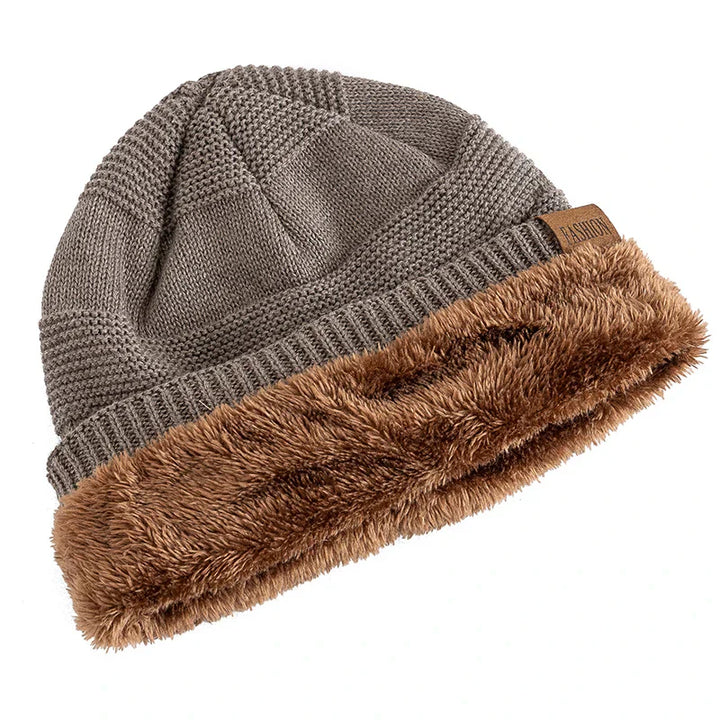 Warm Winter Hat with Fleece Lining - Luna-Khaki-22.05 in - 22.83 in-Nora Luxe