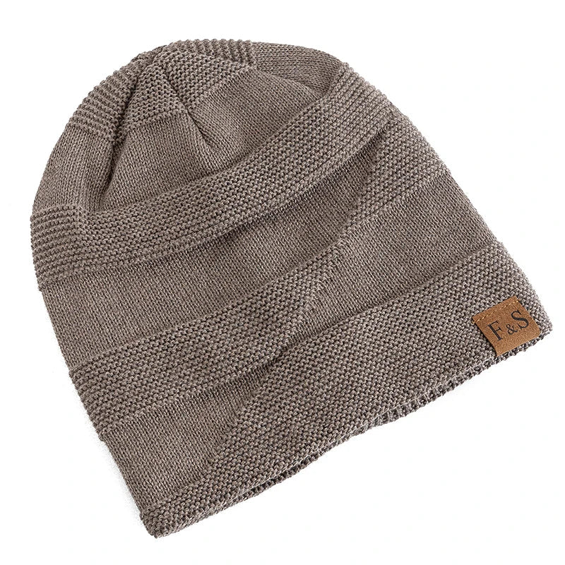 Warm Winter Hat with Fleece Lining - Luna-Khaki-22.05 in - 22.83 in-Nora Luxe