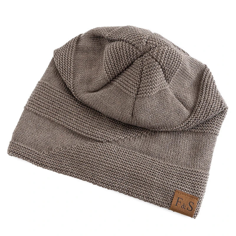 Warm Winter Hat with Fleece Lining - Luna-Khaki-22.05 in - 22.83 in-Nora Luxe