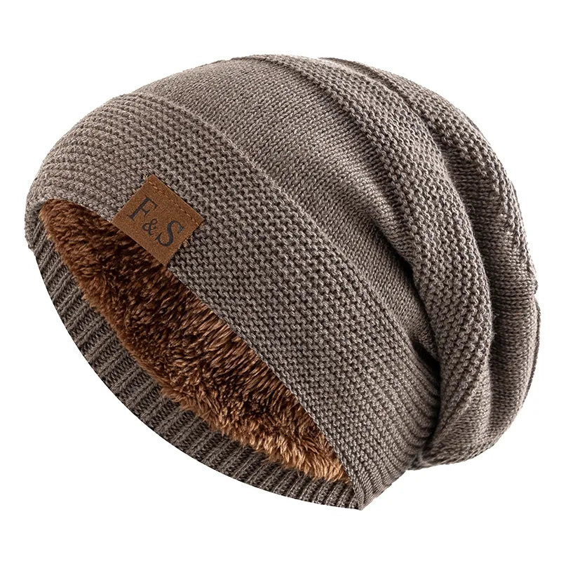 Warm Winter Hat with Fleece Lining - Luna-Khaki-22.05 in - 22.83 in-Nora Luxe