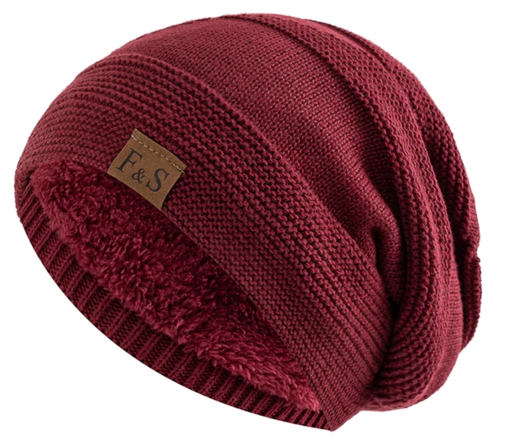 Warm Winter Hat with Fleece Lining - Luna-Red-22.05 in - 22.83 in-Nora Luxe