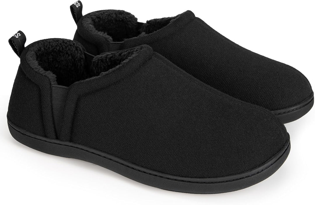 Warm Winter Slippers for Men - Noah-Black-7.0-8.0-Nora Luxe