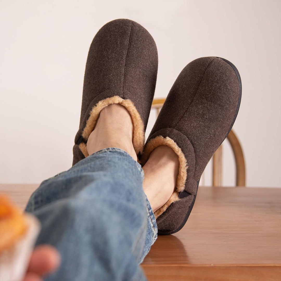 Warm Winter Slippers for Men - Noah-Brown-7.0-8.0-Nora Luxe
