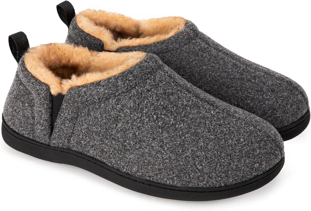Warm Winter Slippers for Men - Noah-Dusty Gray-7.0-8.0-Nora Luxe