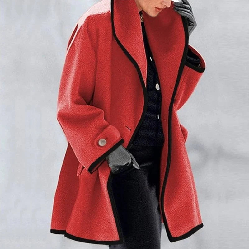 Warm Winter Wool Ladies Trench Coat - Emma-Red-S-Nora Luxe