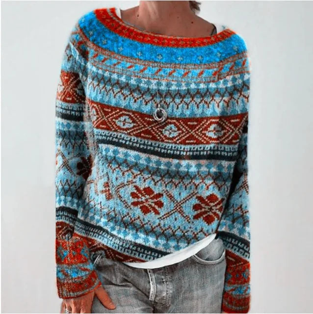 Warm Women's Sweater with Stylish Details - Nova-Blue Colors-S-Nora Luxe