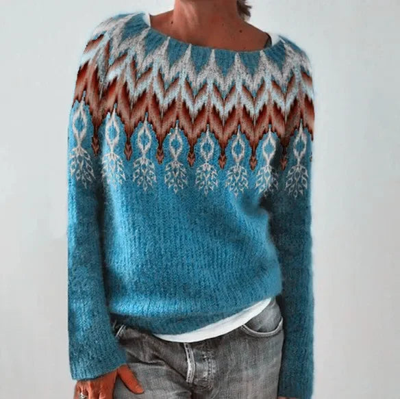 Warm Women's Sweater with Stylish Details - Nova-Blue Feather-S-Nora Luxe
