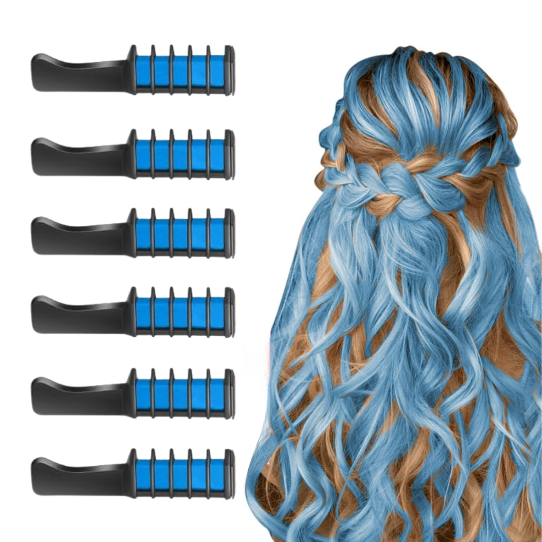 Washable Hair Chalk Comb – Fun Temporary Hair Color-Blue-Nora Luxe