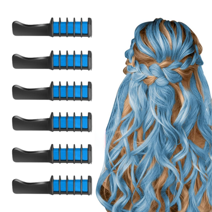 Washable Hair Chalk Comb – Fun Temporary Hair Color-Blue-Nora Luxe