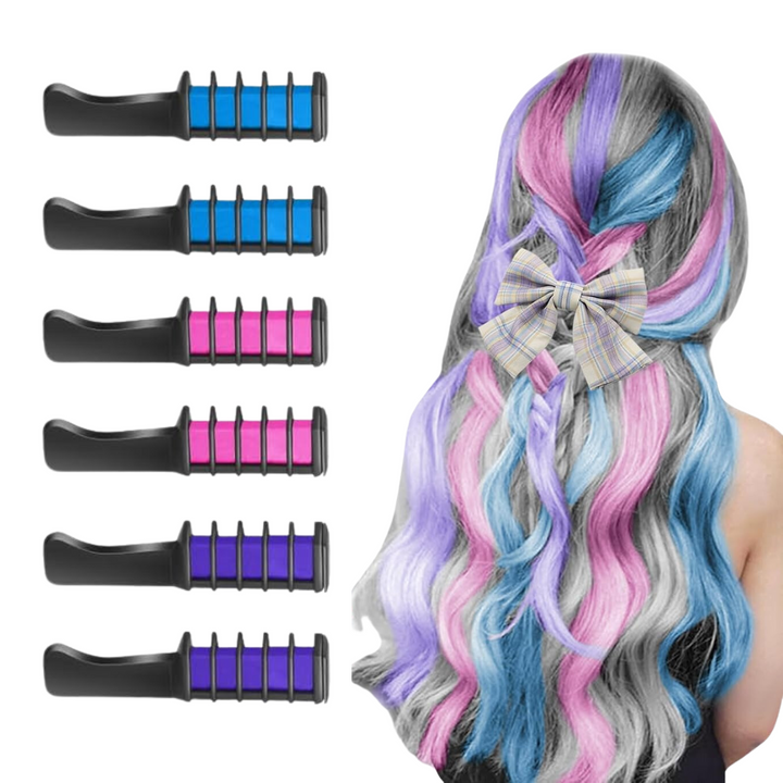 Washable Hair Chalk Comb – Fun Temporary Hair Color-Blue-Pink-Purple-Nora Luxe