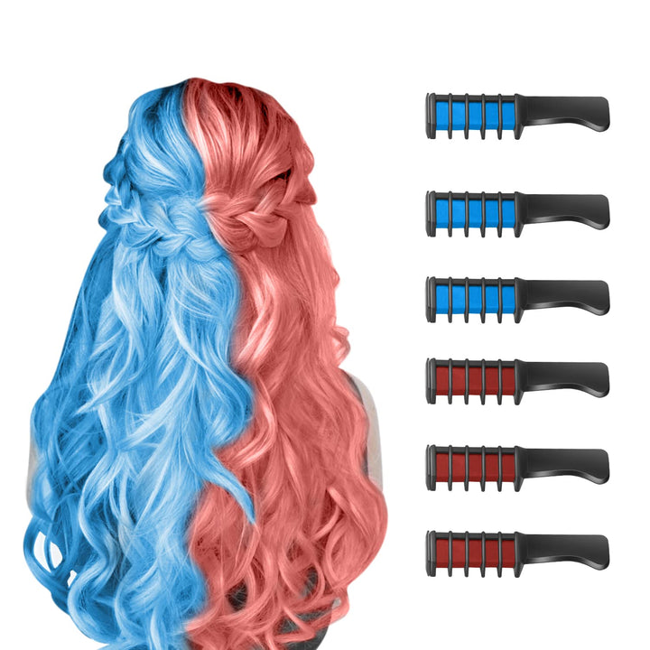Washable Hair Chalk Comb – Fun Temporary Hair Color-Blue-Red-Nora Luxe