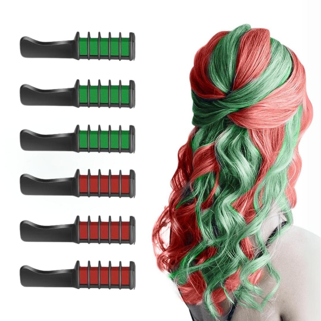 Washable Hair Chalk Comb – Fun Temporary Hair Color-Green-Red-Nora Luxe